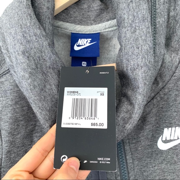 Nike Heather Gray Funnel Zip Logo Jacket - Picture 2 of 8